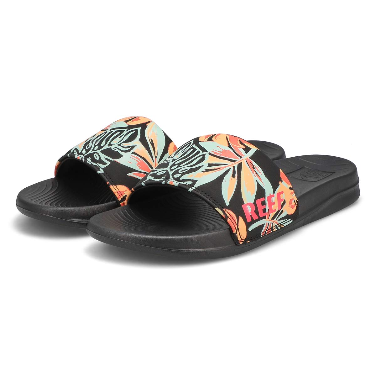 Women's Reef One Slide Sandal - Black Monstera