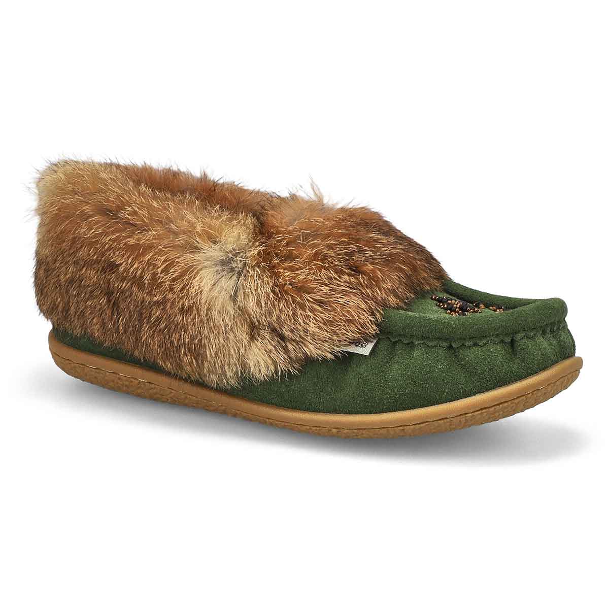 Women's Cute 5 Rabbit Fur SoftMocs - Green