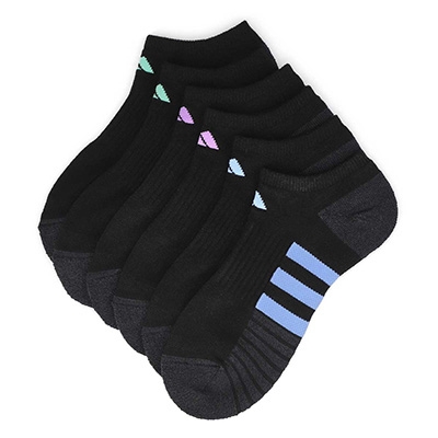 Lds Cushioned 3.0 No Show 3-Pack Socks - Black/Blue Fusion/Violet Fusion