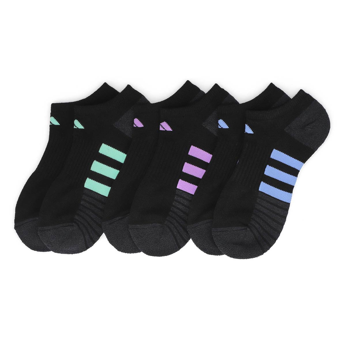 Women's Cushioned 3.0 No Show 3-Pack Socks - Black/Blue Fusion/Violet Fusion