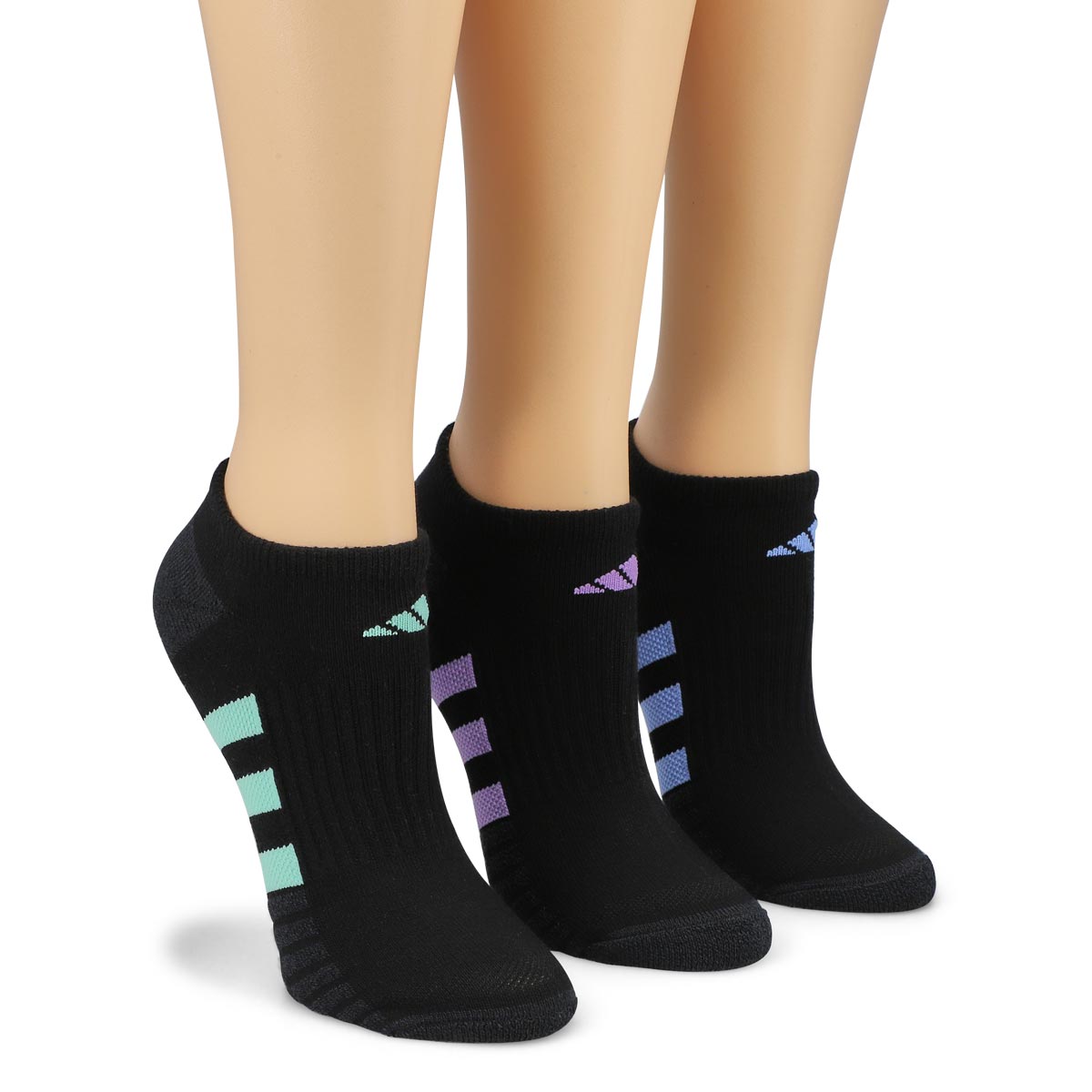 Women's Cushioned 3.0 No Show 3-Pack Socks - Black/Blue Fusion/Violet Fusion