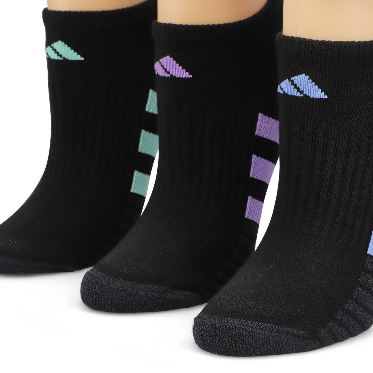 Women's Cushioned 3.0 No Show 3-Pack Socks - Black/Blue Fusion/Violet Fusion