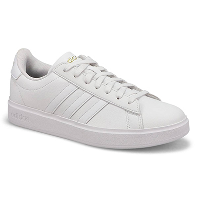 Lds Grand Court 2.0 Lace Up Sneaker - White/White/Gold Metallic