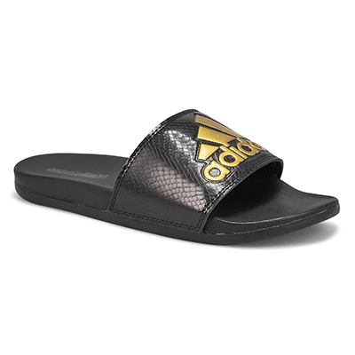 Lds Adilette Comfort Sport Slide Sandal - Black/Gold