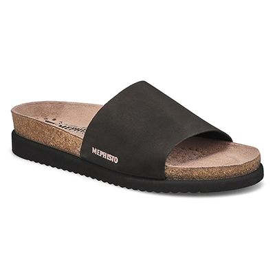 Lds Hanik Cork Footbed Slide Sandal - Black