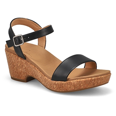 Lds Harley Wedge Sandal - Black