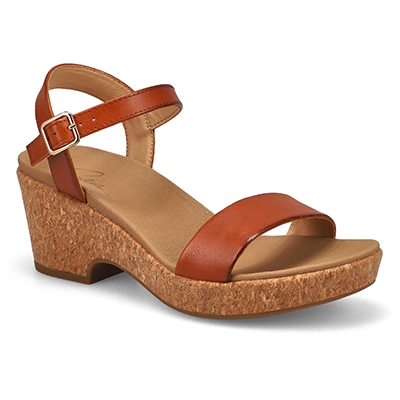 Lds Harley Wedge Sandal - Cognac