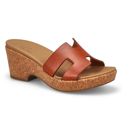 Lds Harper Wedge Sandal - Cognac