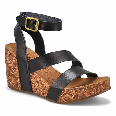 Lds Hecta Casual Wedge Sandal - Black
