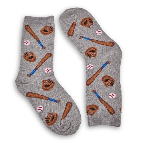 Hot Sox Boys' BASEBALL grey printed socks | SoftMoc.com