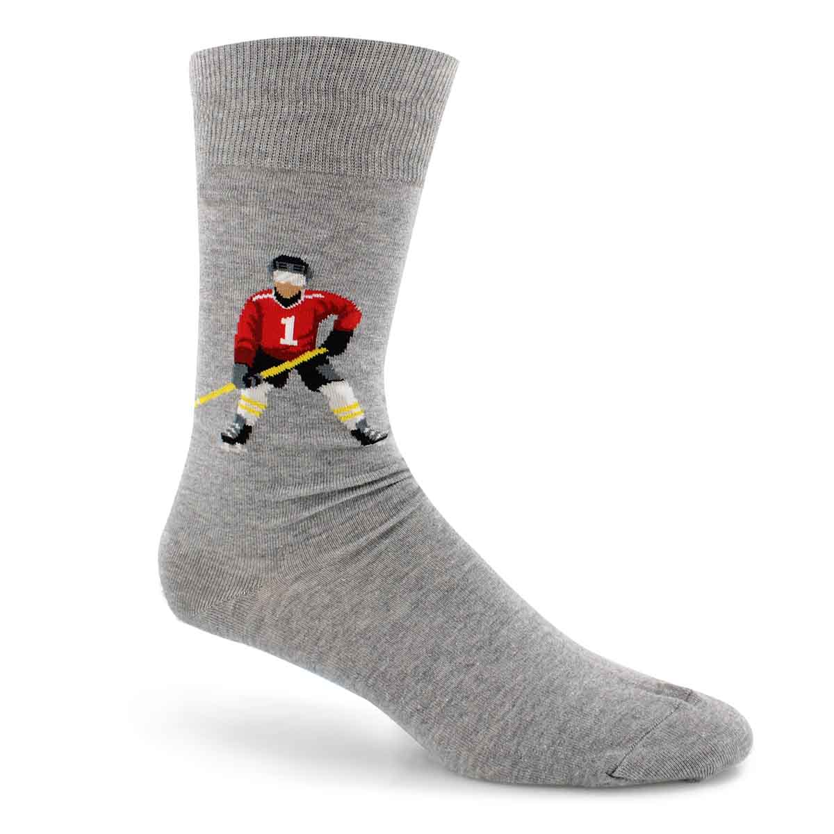 Hot Sox Men's Hockey Player Sock Grey Print