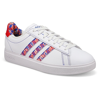 Lds Grand Court 2.0 Lace Up Sneaker - White/Red