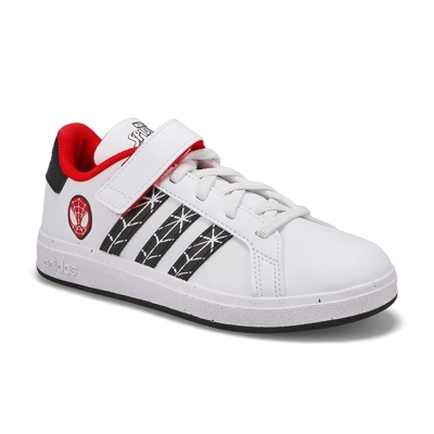 Kds Grand Court Spiderman Sneaker - White/Black/Red