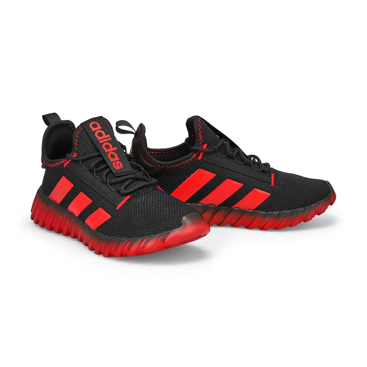 Boys'  Kaptir 3 Stripe K Sneaker - Black/Scarlet/Black