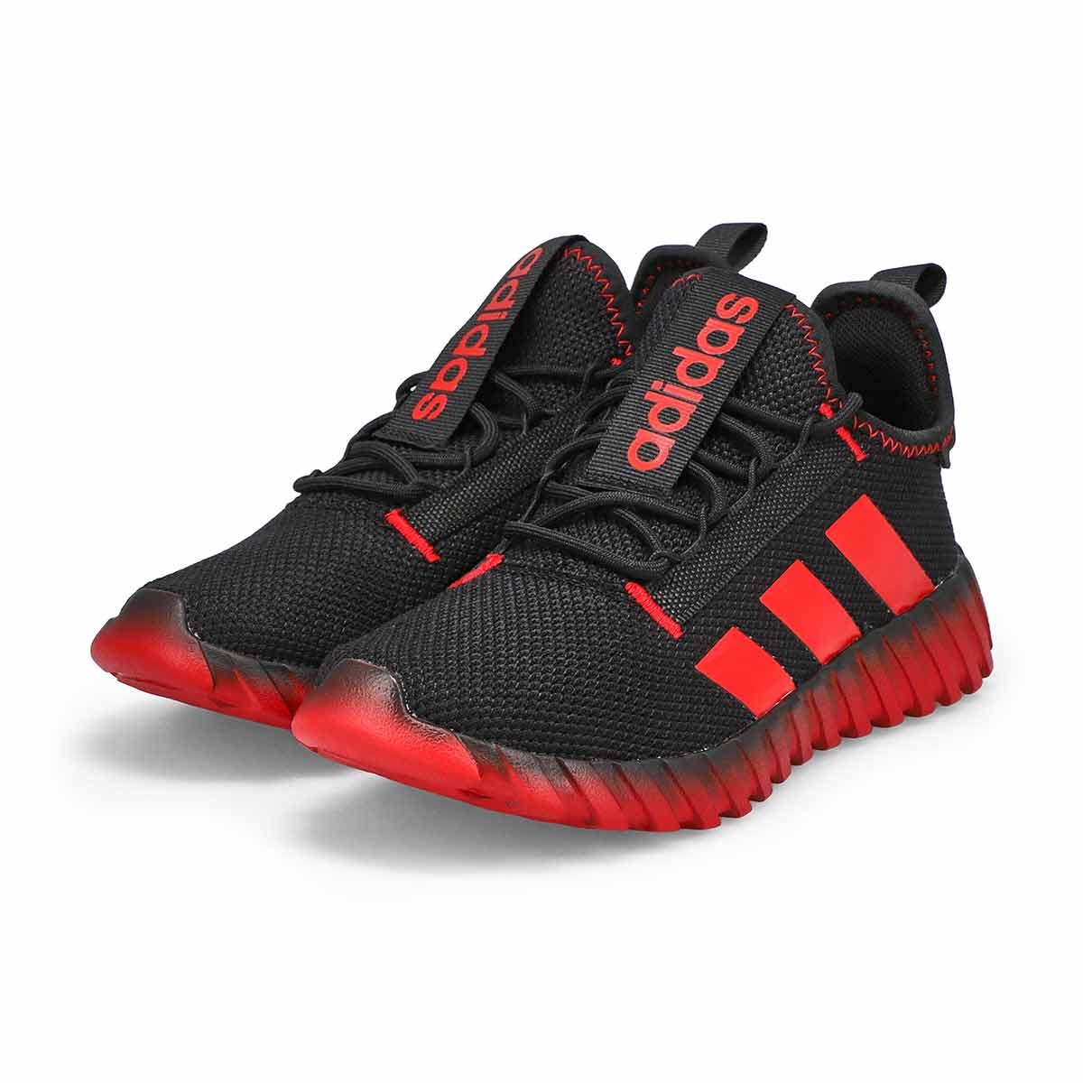 Boys'  Kaptir 3 Stripe K Sneaker - Black/Scarlet/Black