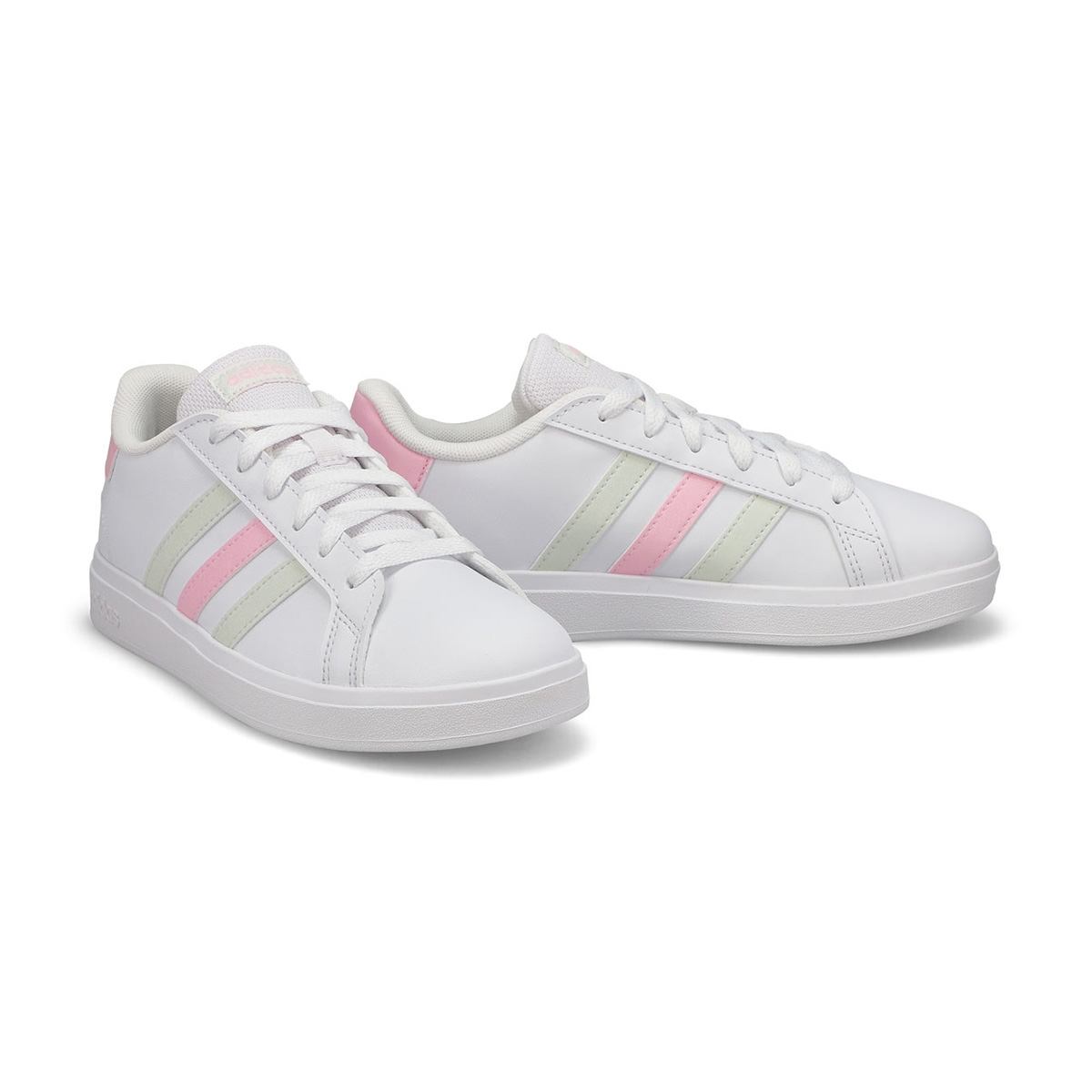 Girls'  Grand Court 2.0 K Sneaker - White/Jade/Pink