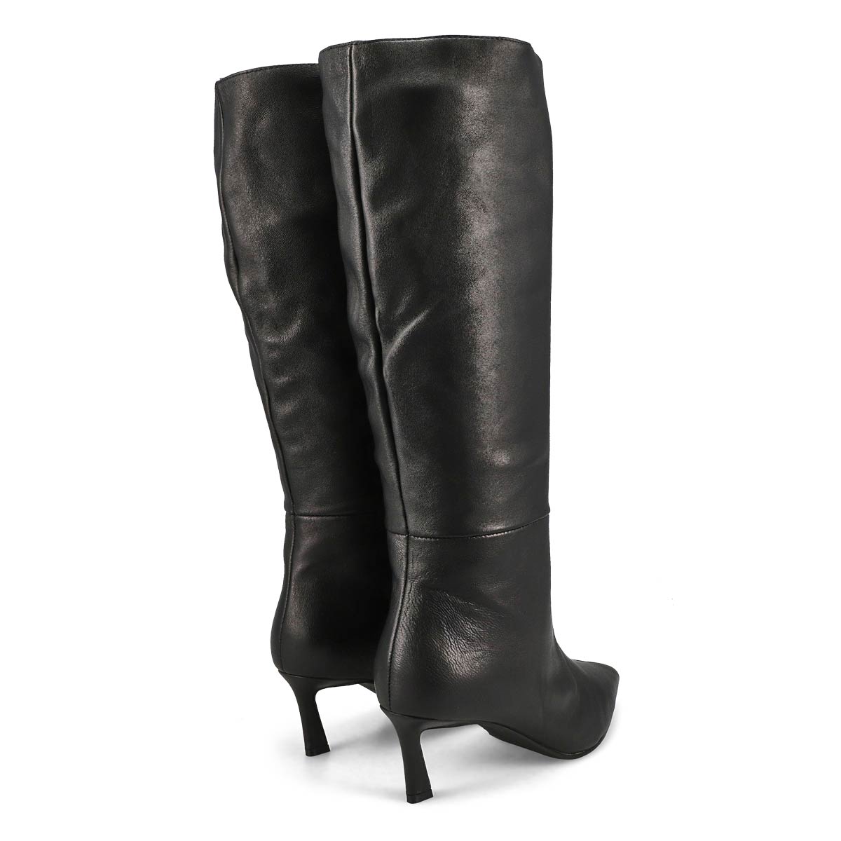 Leather knee high boots stiletto heel on sale