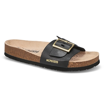 Lds Mabel Footbed Strappy Slide Sandal - Black