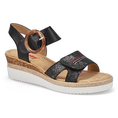 Lds Nadine 93 Vegan Wedge Sandal - Black/Multi