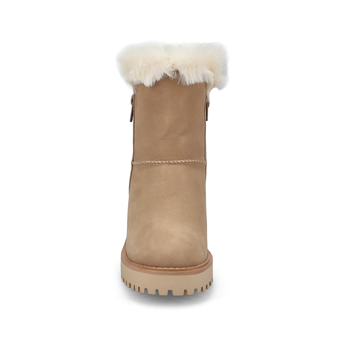 Women's Natalie Wedge Fur Trim Casual Bootie - Taupe