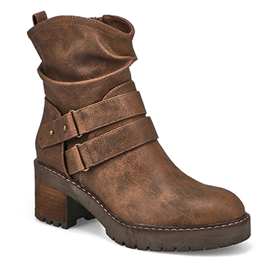 Lds Nikki Block Heel Casual Boot - Dark Brown