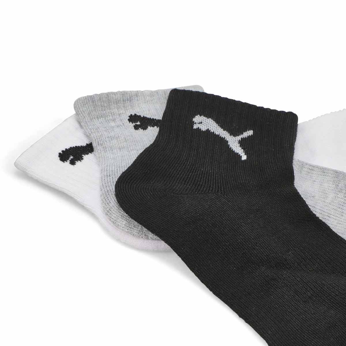 Men's Core Basics Quarter Crew Sock 6 Pack - White/Black/Grey
