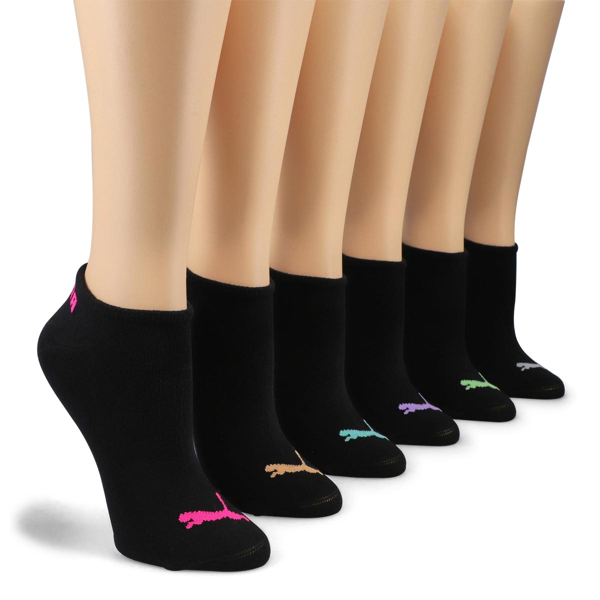 Women's Fashion No Show Sock 6 Pack - Black/Multi