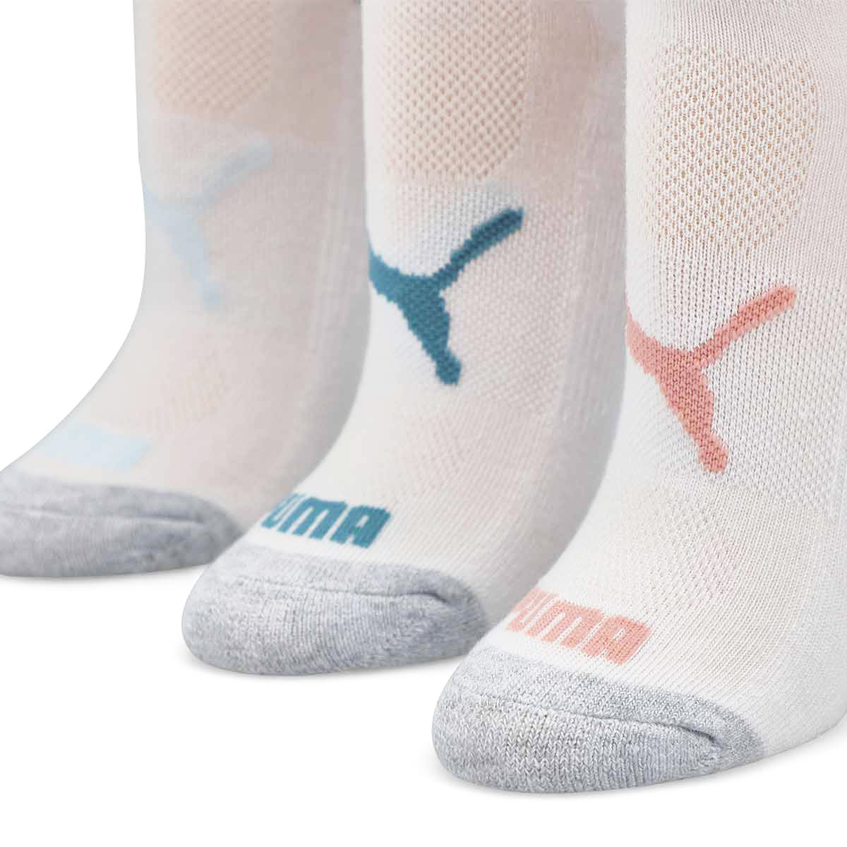 Women's Half Terry No Show Sportstyle Training Sock 6 Pack - White/Light Blue