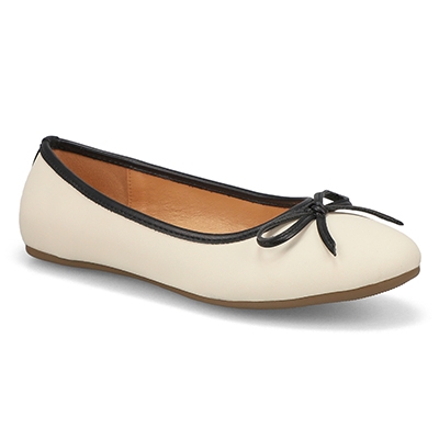 Lds Priscilla Leather Ballerina Flat - Egret