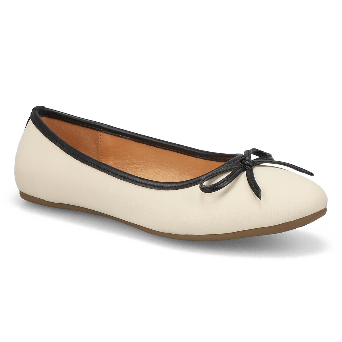 Women's Priscilla Leather Ballerina Flat - Egret