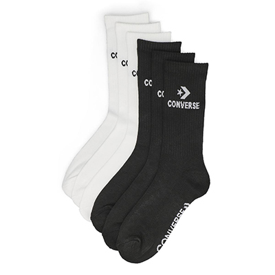 Lds Sport Inspired 6 Pack Crew Sock - White/Black