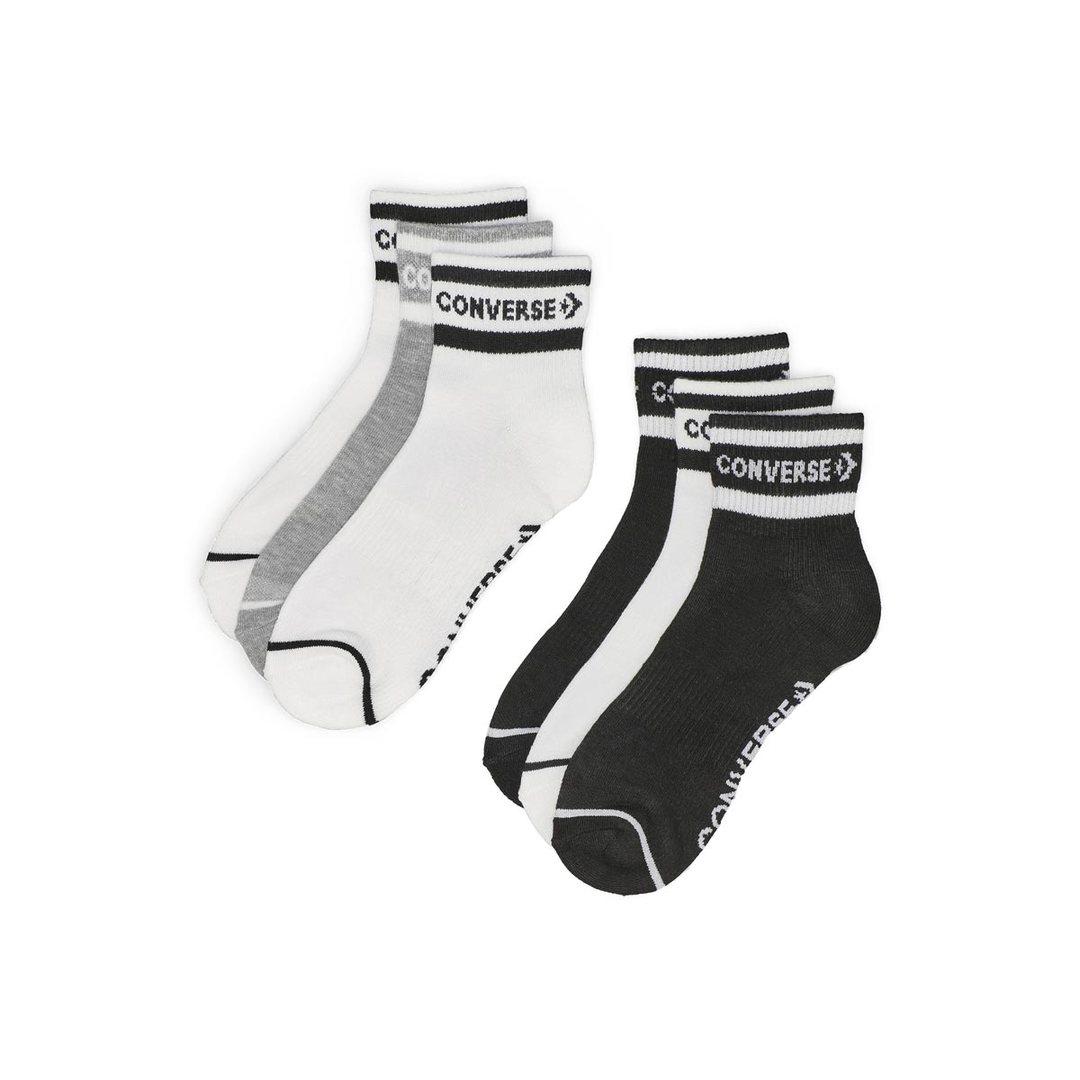 Women's Sport Inspired 6 Pack Quarter Sock - White/Black
