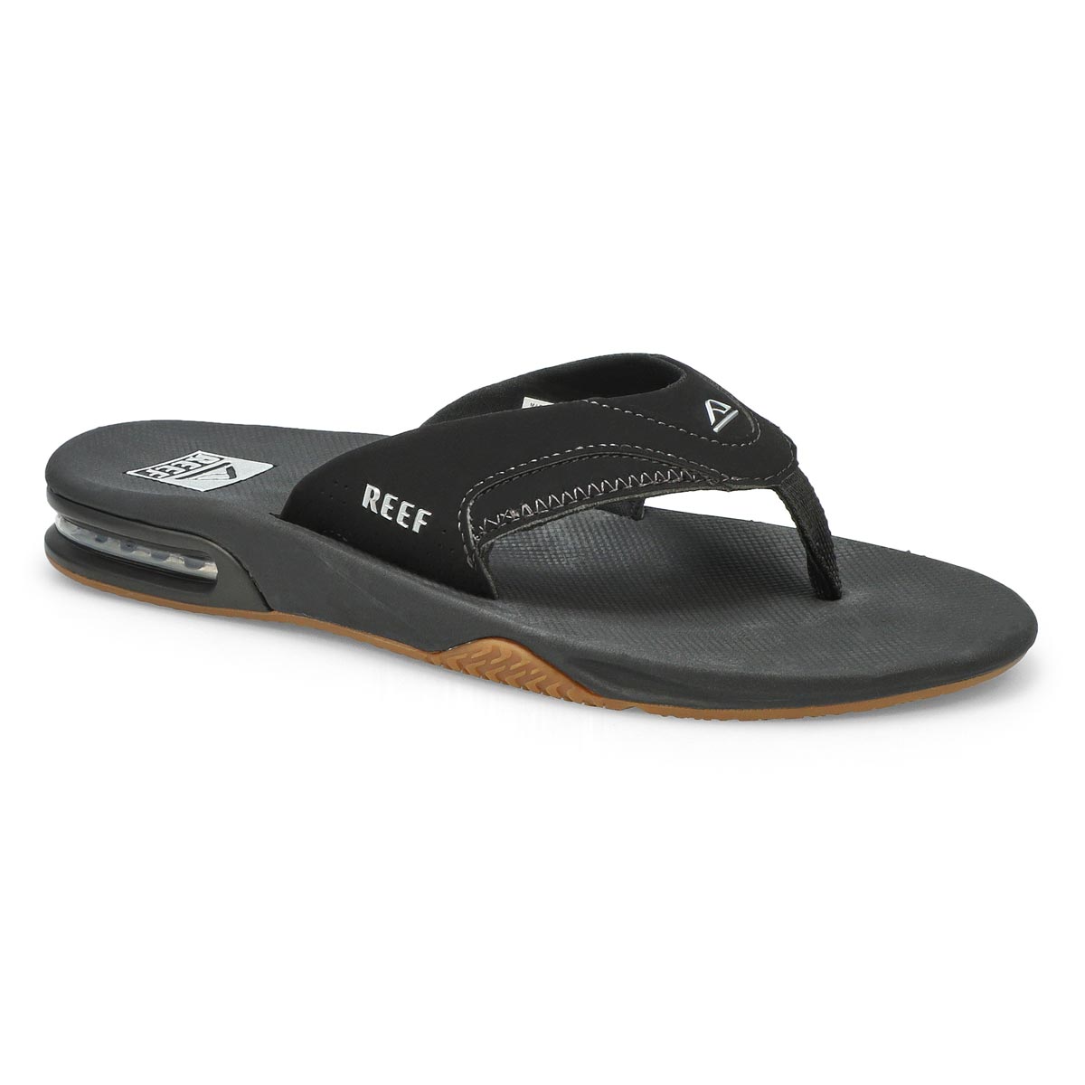 Reef Men's Fanning Thong Sandal - Black/Silve | SoftMoc.com