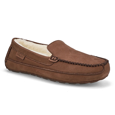 Mns Rollo Leather Plush Lined SoftMocs - Dark Brown