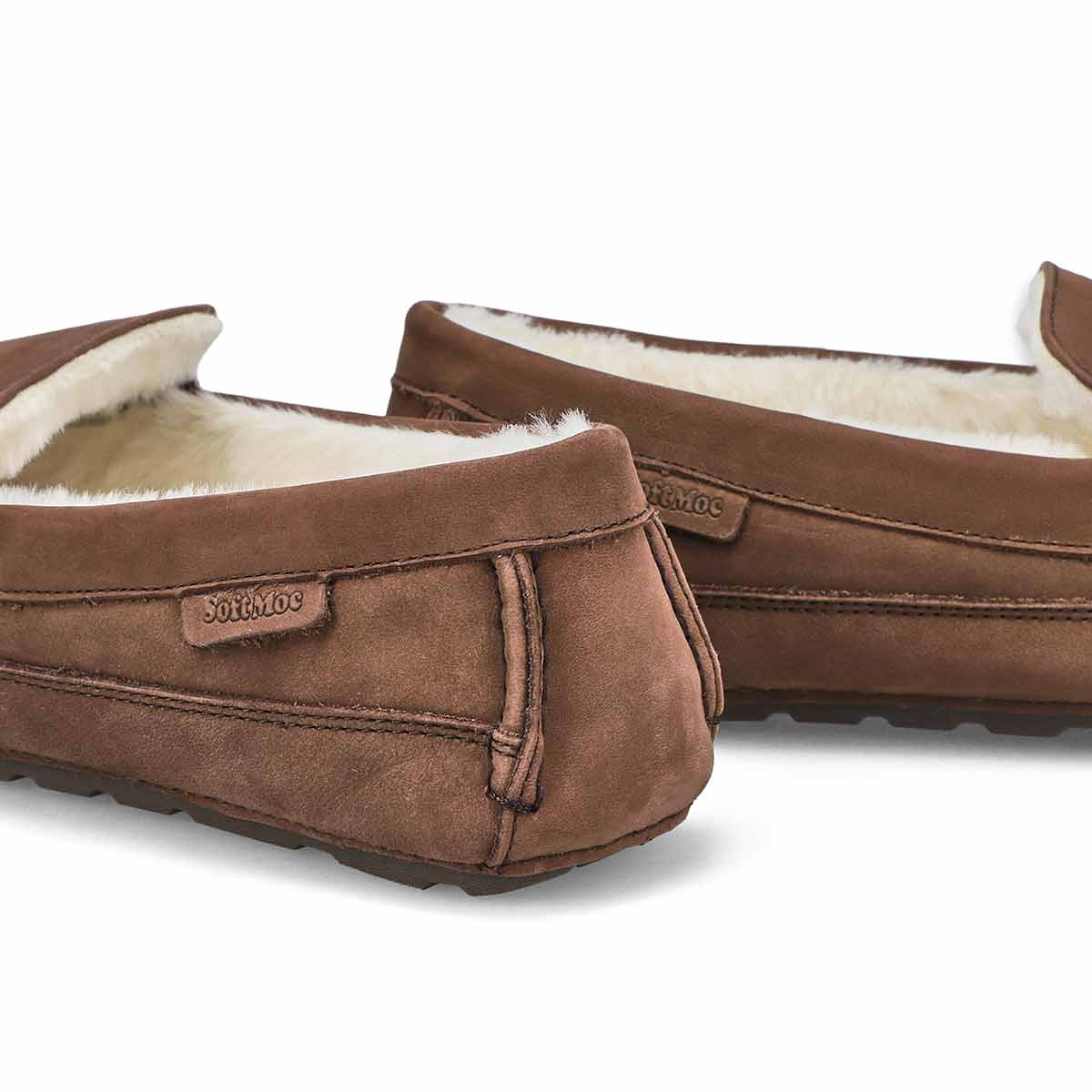 Men's Rollo Leather Plush Lined SoftMocs - Dark Brown