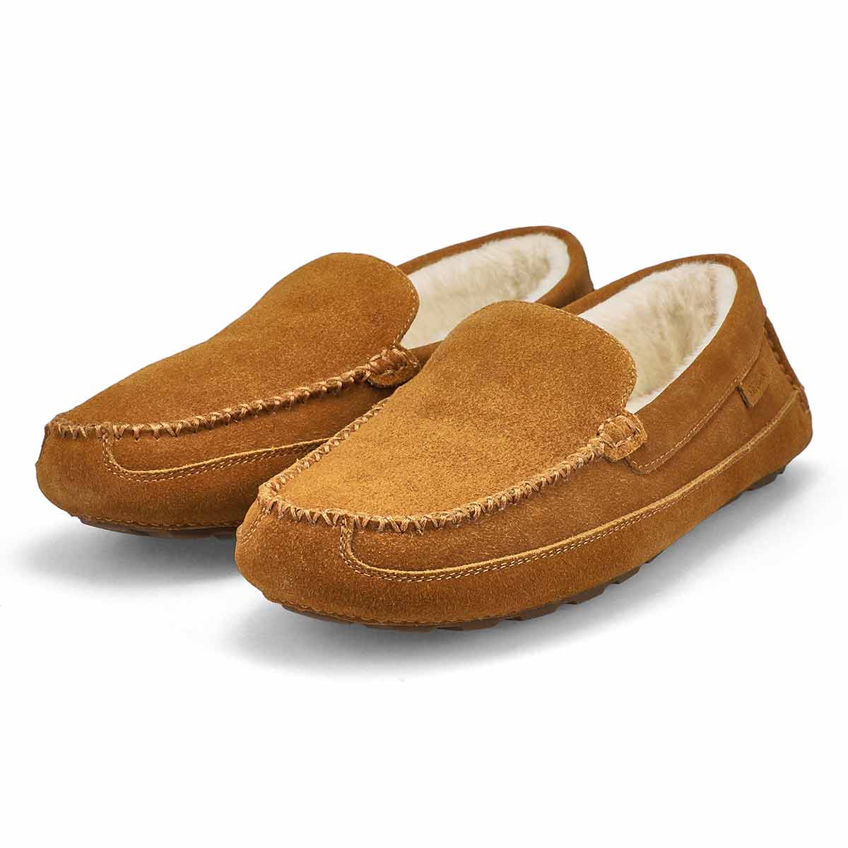 SoftMocs en suède doublés peluche ROLLO, châtaigne, hommes