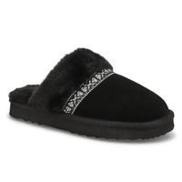 Women's  Runabout Open Back Suede Slipper - Black