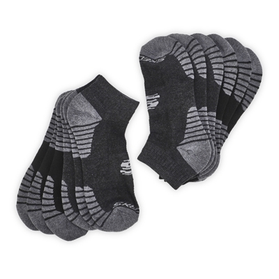 Mns Low Cut Half Terry Sock 6 Pack - Black/Grey