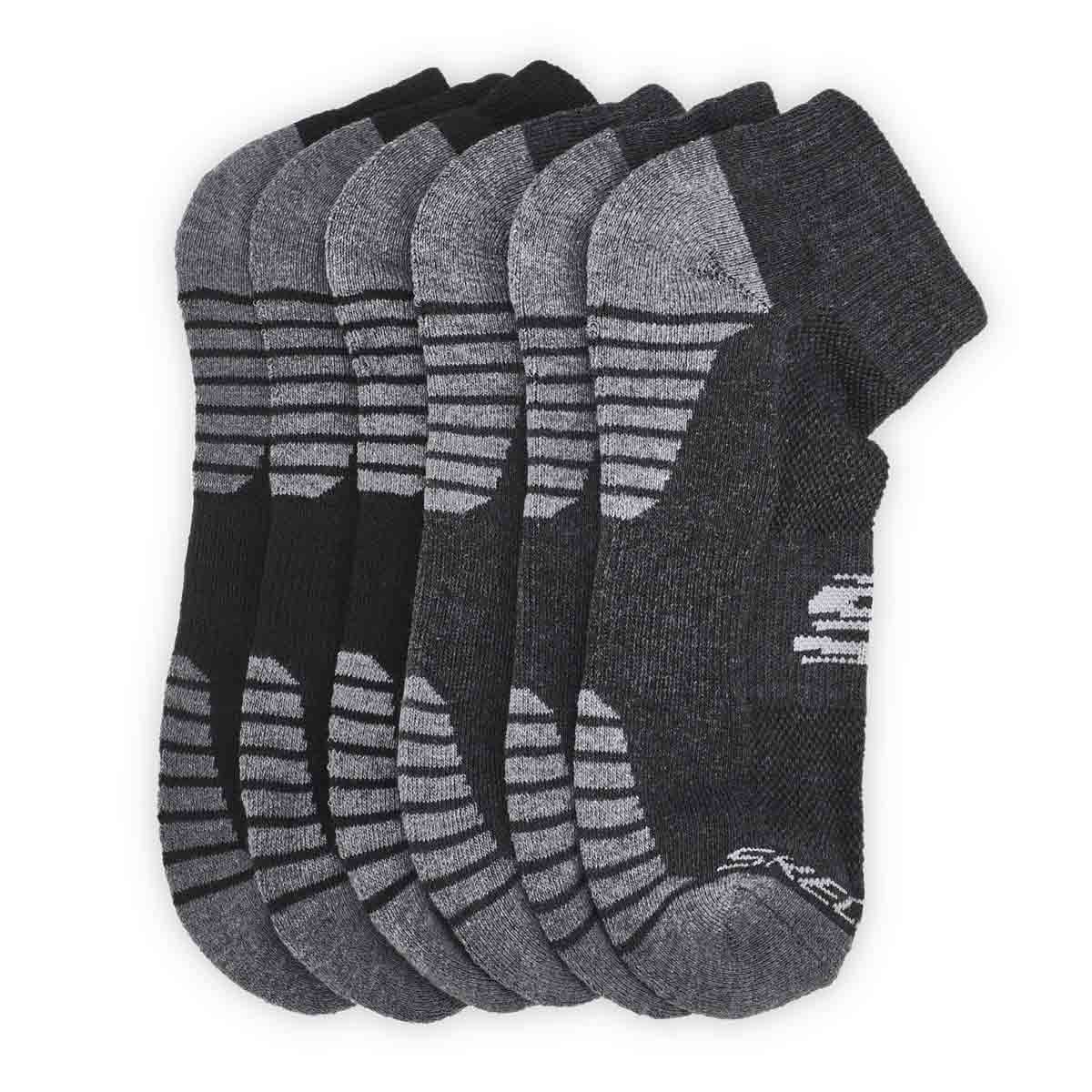 Men's Low Cut Half Terry Sock 6 Pack - Black/Grey