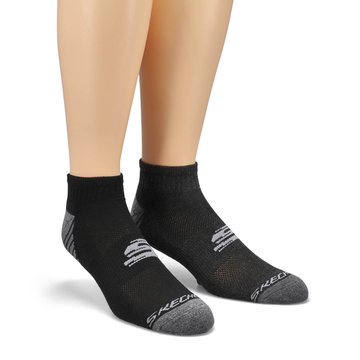 Men's Low Cut Half Terry Sock 6 Pack - Black/Grey