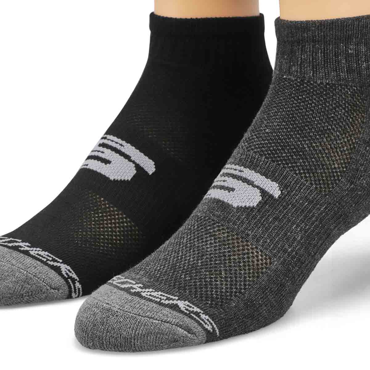 Men's Low Cut Half Terry Sock 6 Pack - Black/Grey