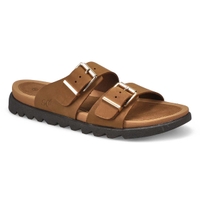 Women's Sadie Double Buckle Nubuck Sandal- Dark Latte