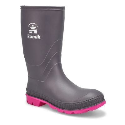 Grls Stomp Rain Boot - Charcoal/Magenta