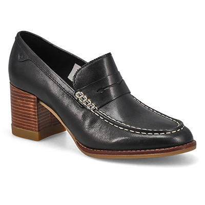 Lds Seaport Penny Heel Loafer - Black