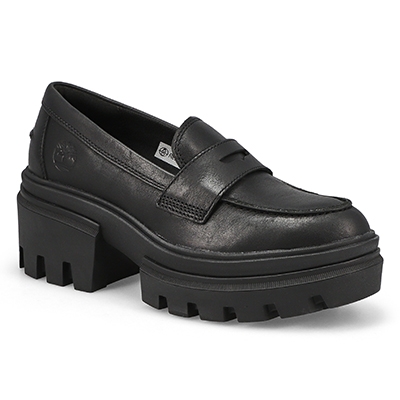 Lds Everleigh Platform Casual Loafer - Black