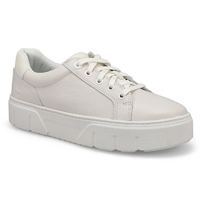 Lds Laurel Court Leather Platform Lace Up Sneaker - White