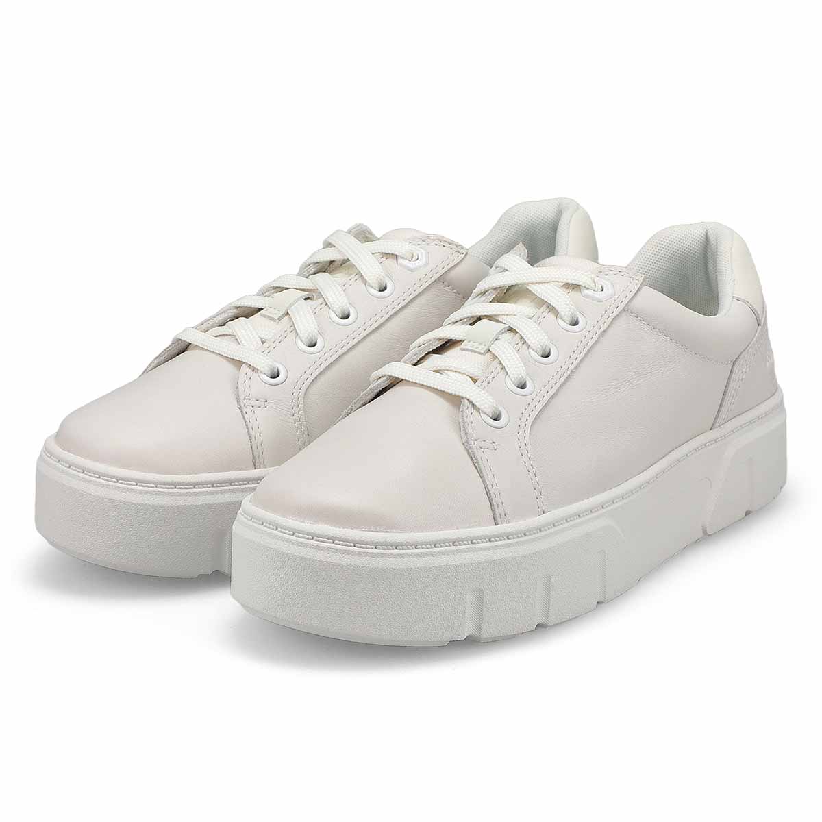 Women's  Laurel Court Leather Platform Lace Up Sneaker - White