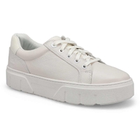 Women's  Laurel Court Leather Platform Lace Up Sneaker - White