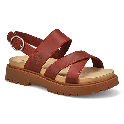 Lds Clairemont Way Cross Strap Sandal - Dark Red