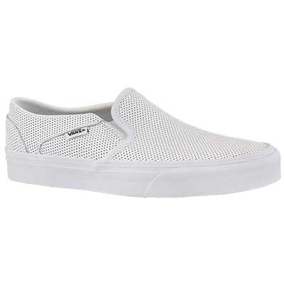 vans asher perforated white